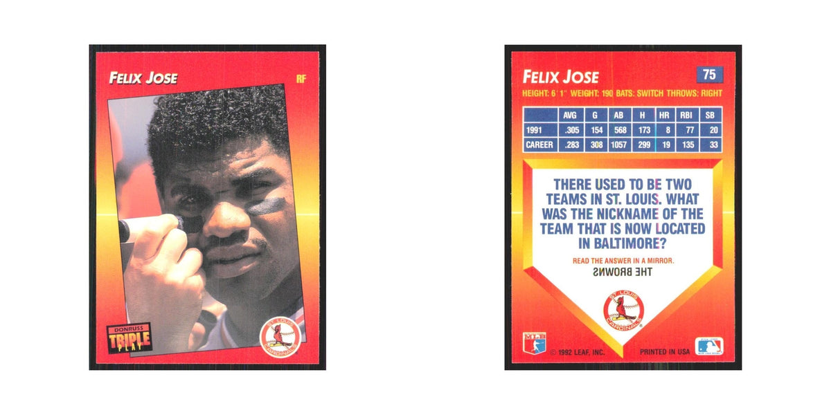 1992 Triple Play Felix Jose Cardinals #75