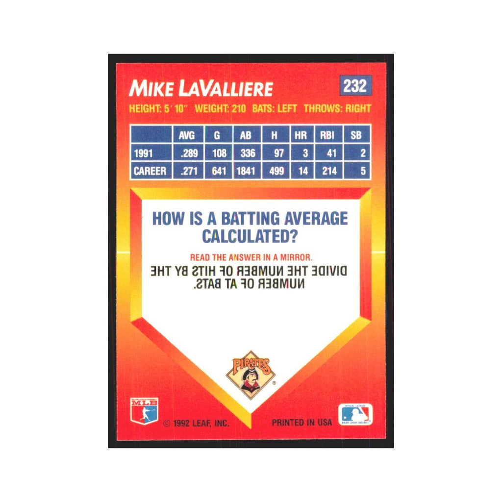 1992 Triple Play Mike LaValliere Pirates #232