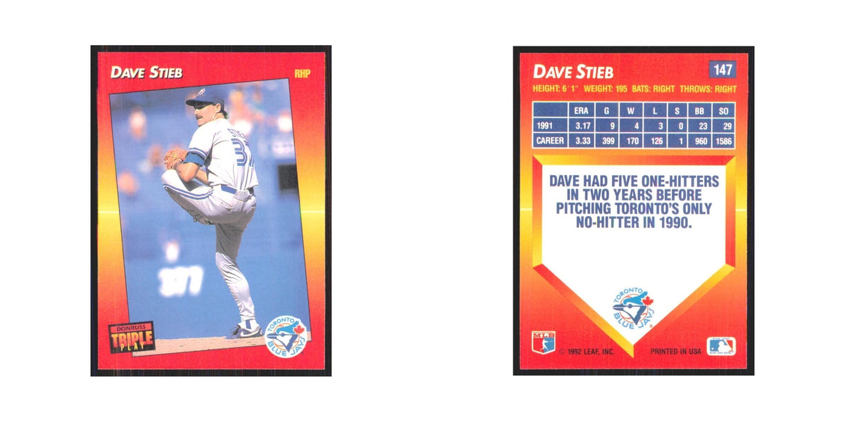 1992 Triple Play Dave Stieb Blue Jays #147