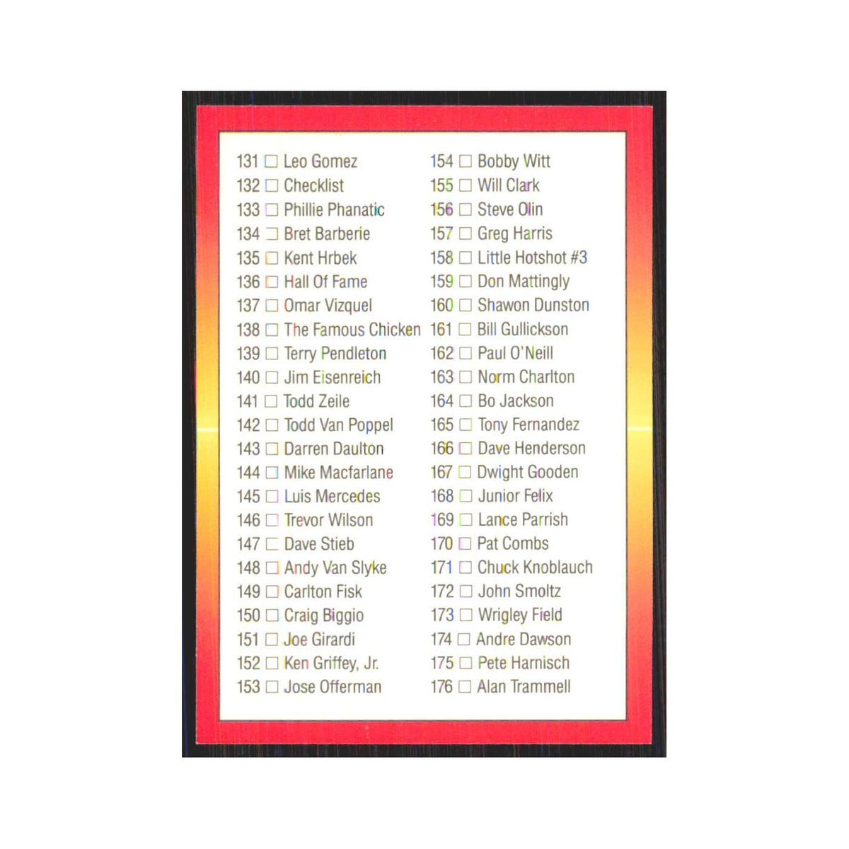 1992 Triple Play Checklist 130-176 #198