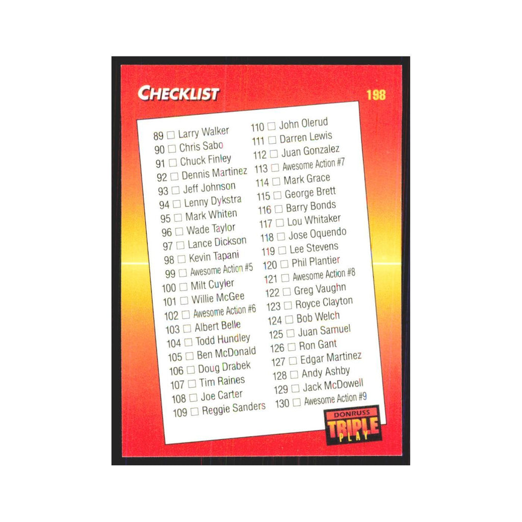 1992 Triple Play Checklist 130-176 #198