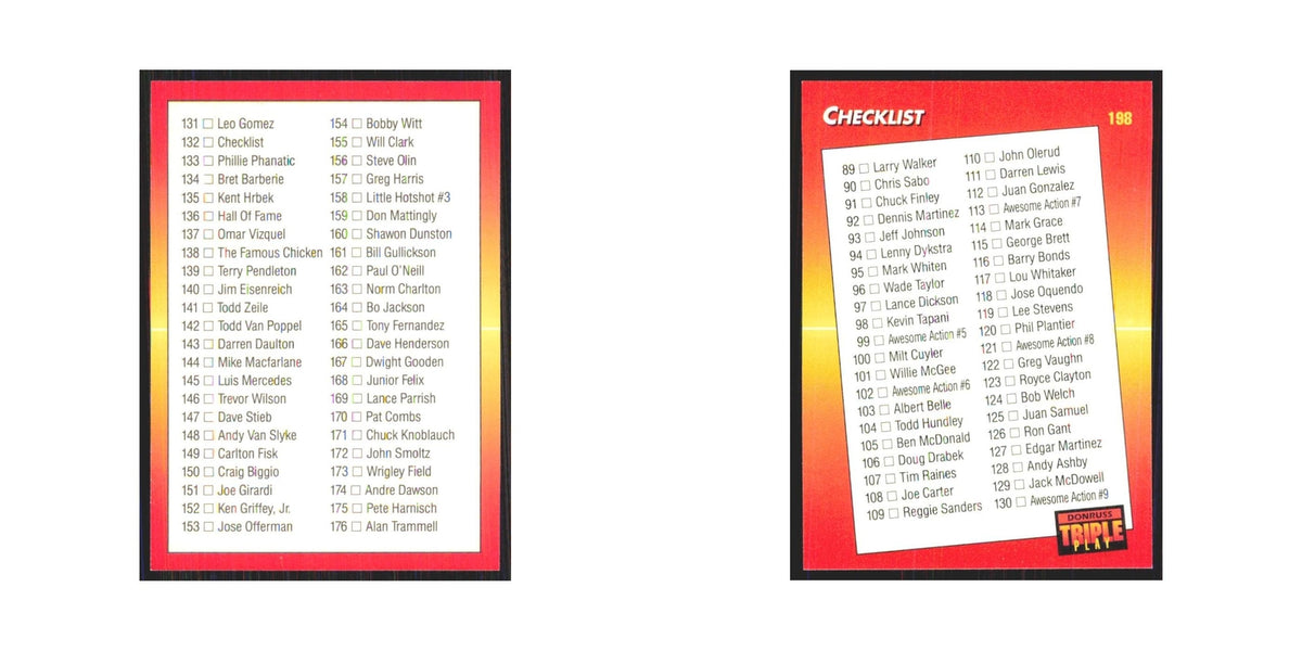 1992 Triple Play Checklist 130-176 #198