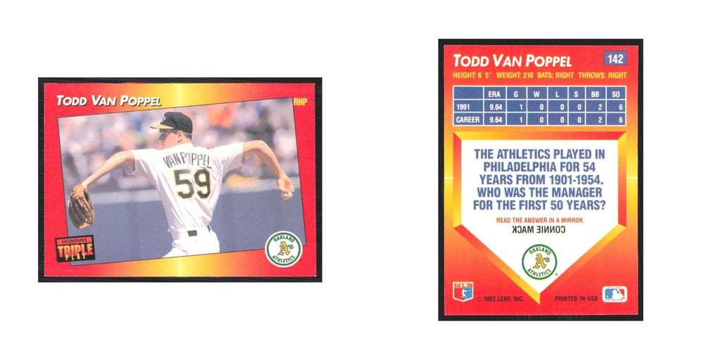 1992 Triple Play Todd Van Poppel Athletics #142
