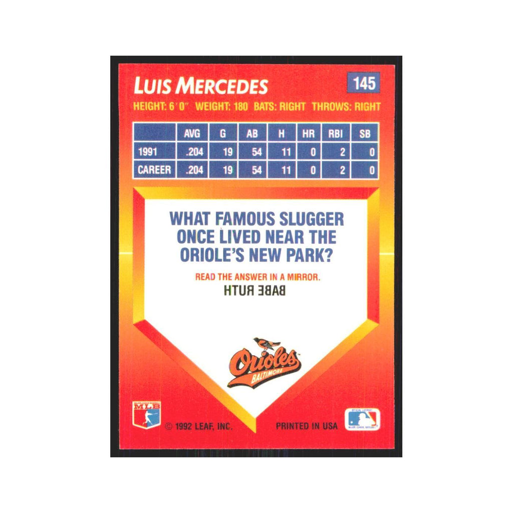 1992 Triple Play Luis Mercedes Orioles #145