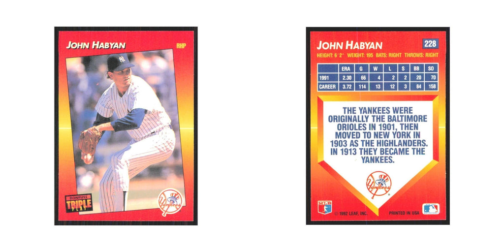 1992 Triple Play John Habyan Yankees #228