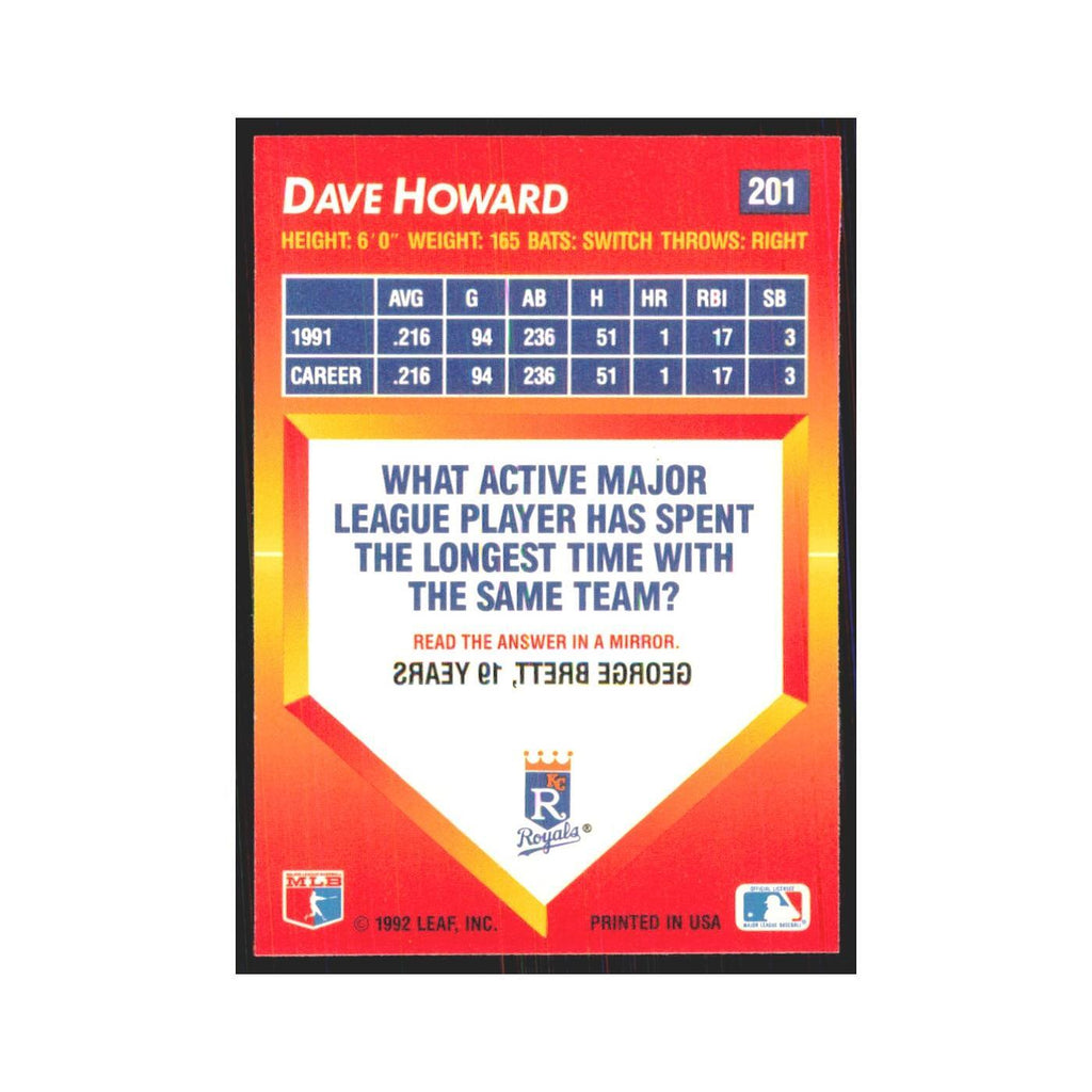 1992 Triple Play Dave Howard Royals #201