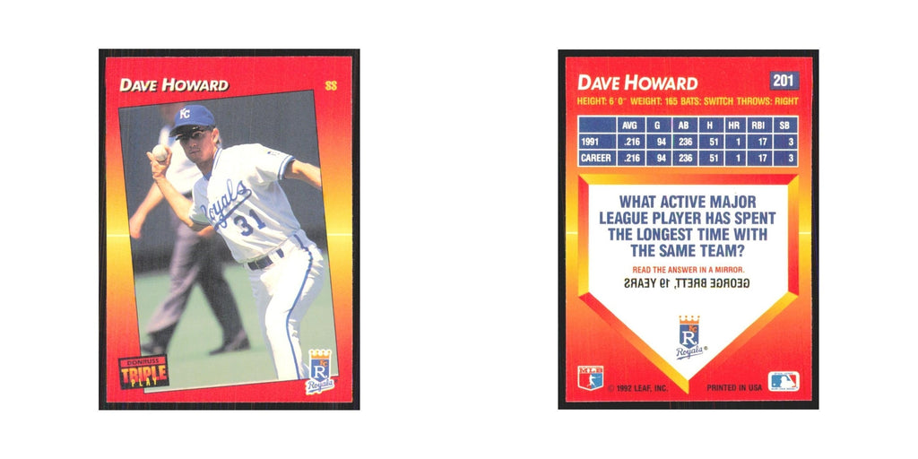 1992 Triple Play Dave Howard Royals #201