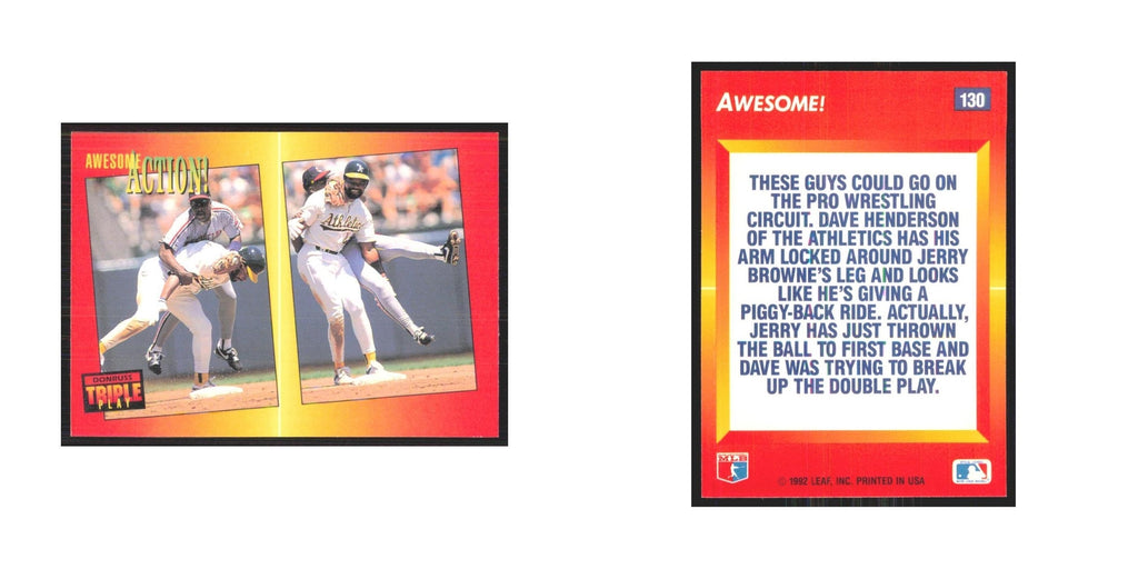 1992 Triple Play Dave Henderson/Jerry Browne Oakland Athletics/Cleveland Indians