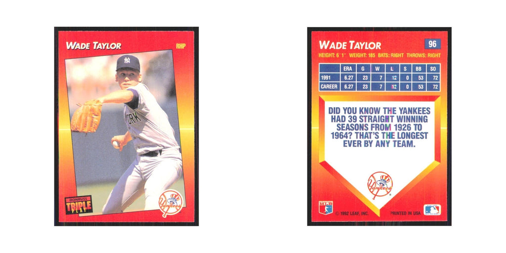 1992 Triple Play Wade Taylor Yankees #96