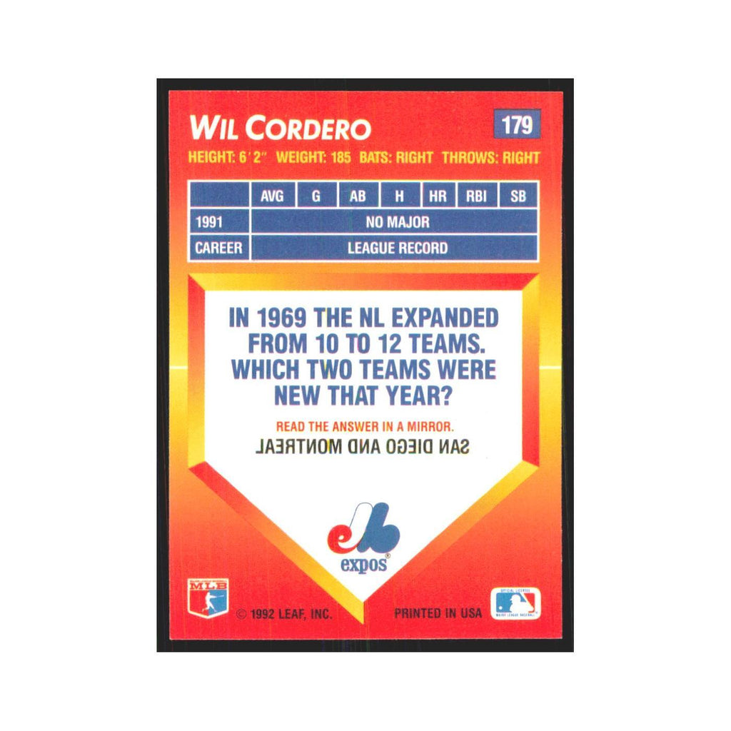 1992 Triple Play Wil Cordero Montreal Expos #179