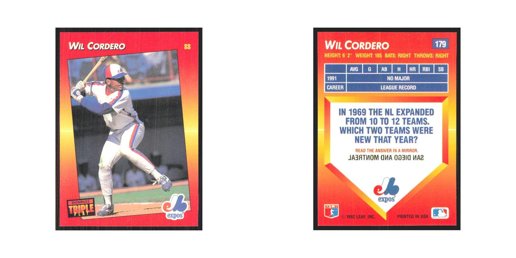 1992 Triple Play Wil Cordero Montreal Expos #179