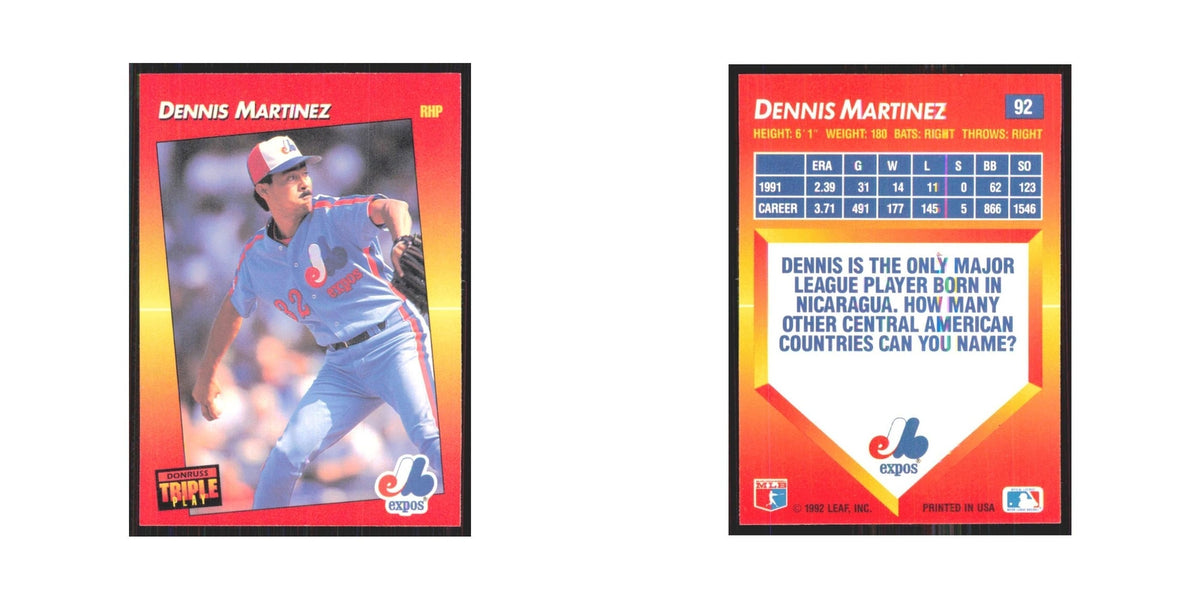 1992 Triple Play Dennis Martinez Montreal Expos #92