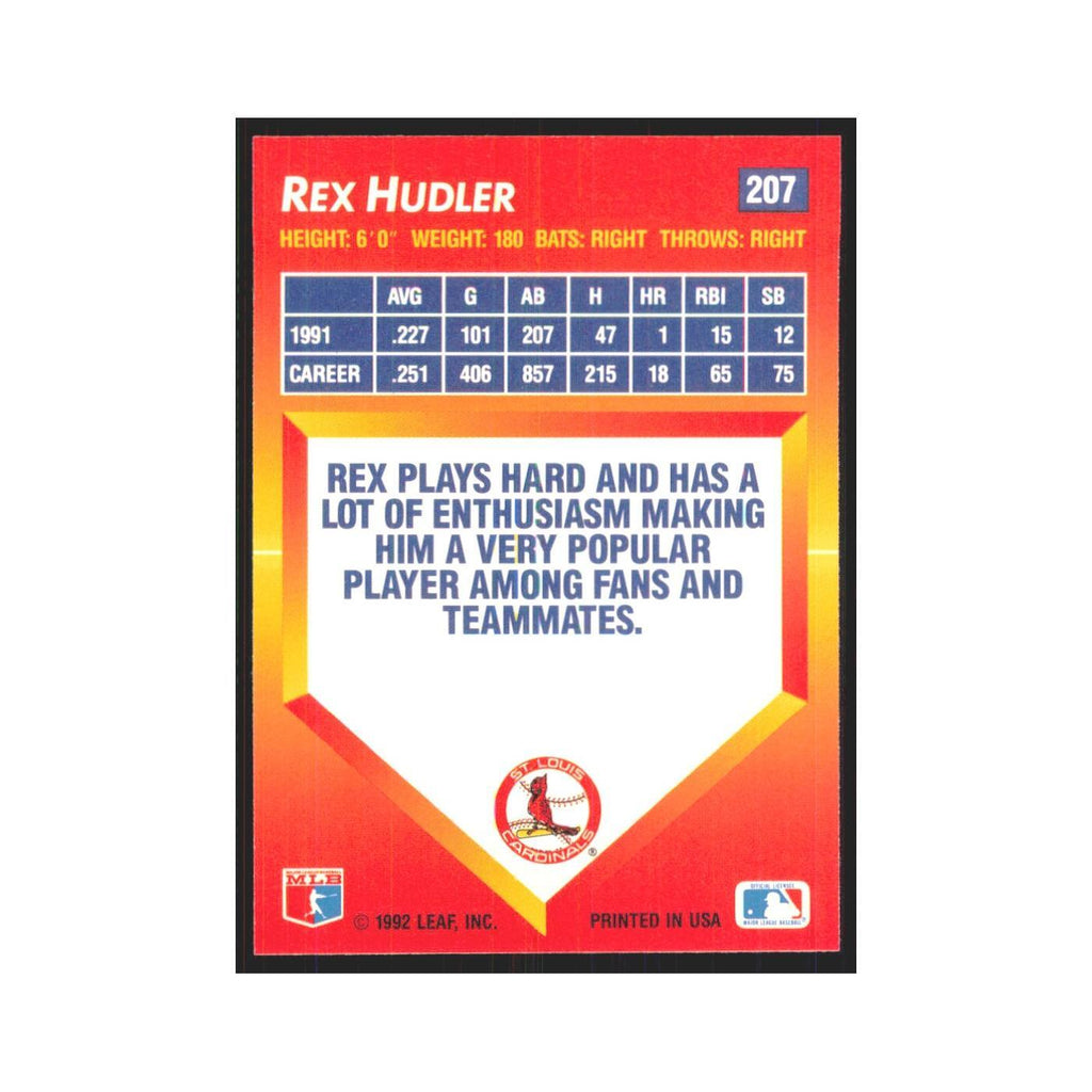 1992 Triple Play Rex Hudler Cardinals #207