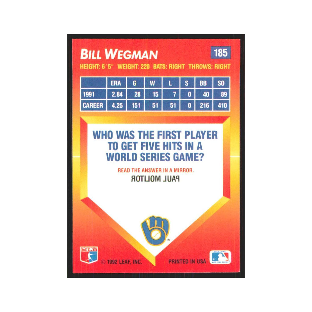 1992 Triple Play Bill Wegman Brewers #185