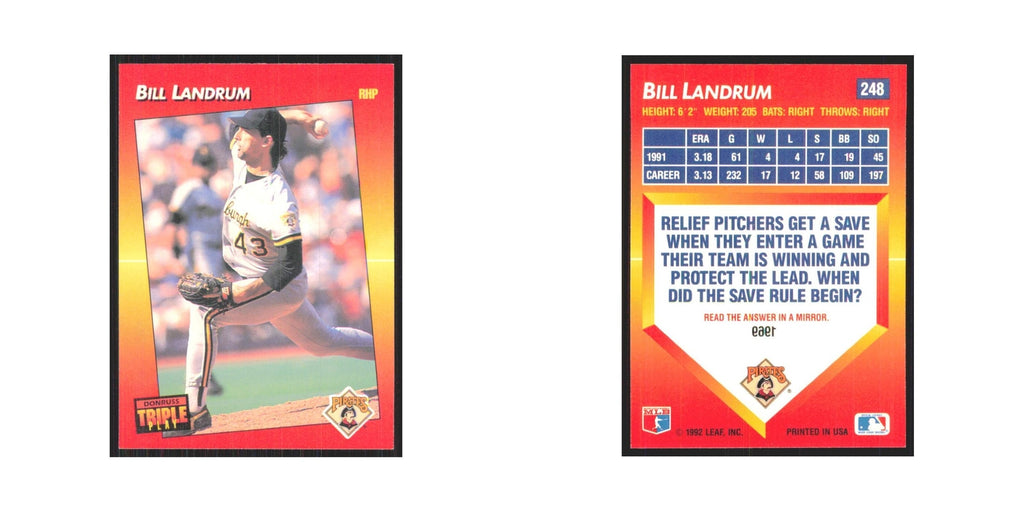 1992 Triple Play Bill Landrum Pirates #248