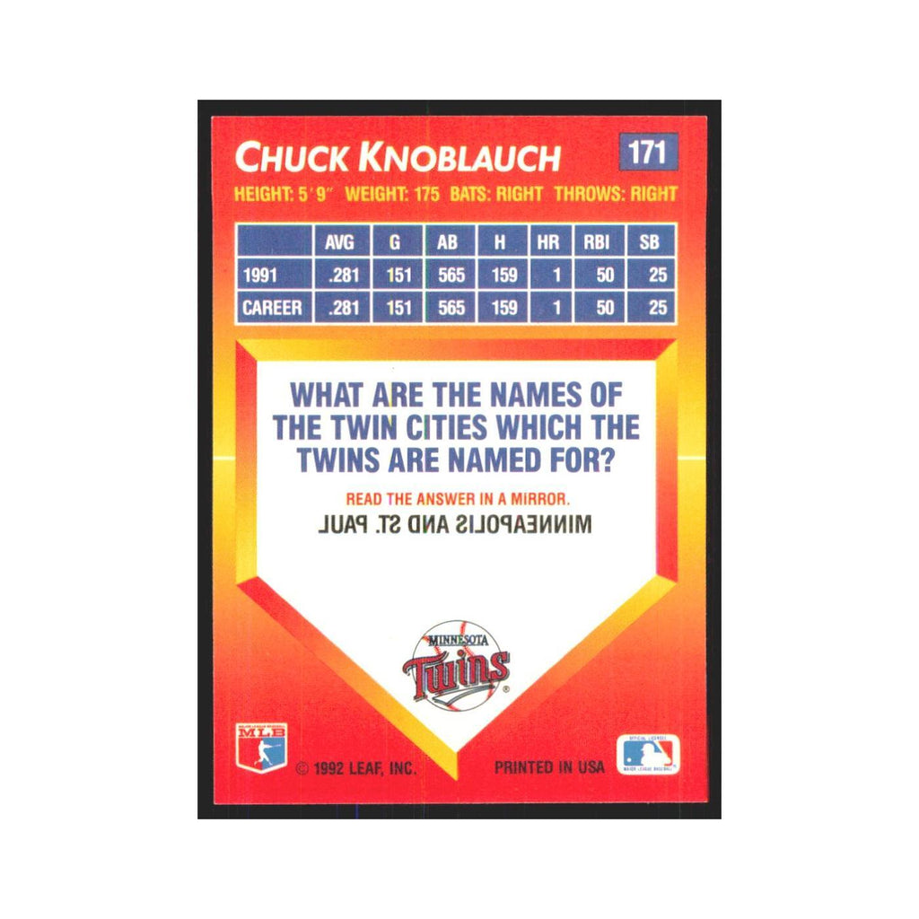 1992 Triple Play Chuck Knoblauch Twins #171