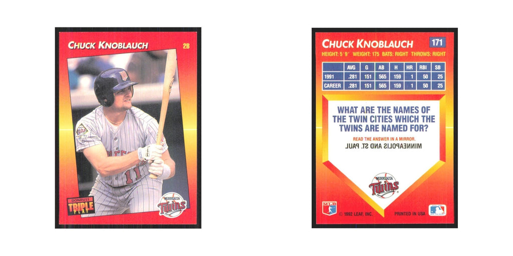 1992 Triple Play Chuck Knoblauch Twins #171
