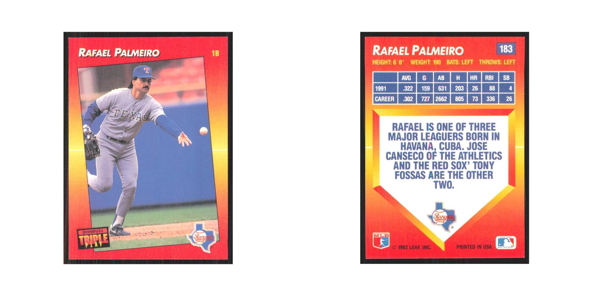 1992 Triple Play Rafael Palmeiro Rangers #183