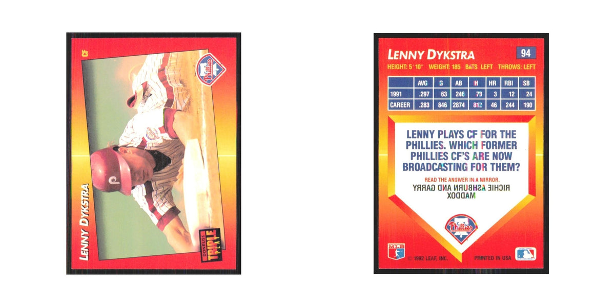 1992 Triple Play Lenny Dykstra Phillies #94