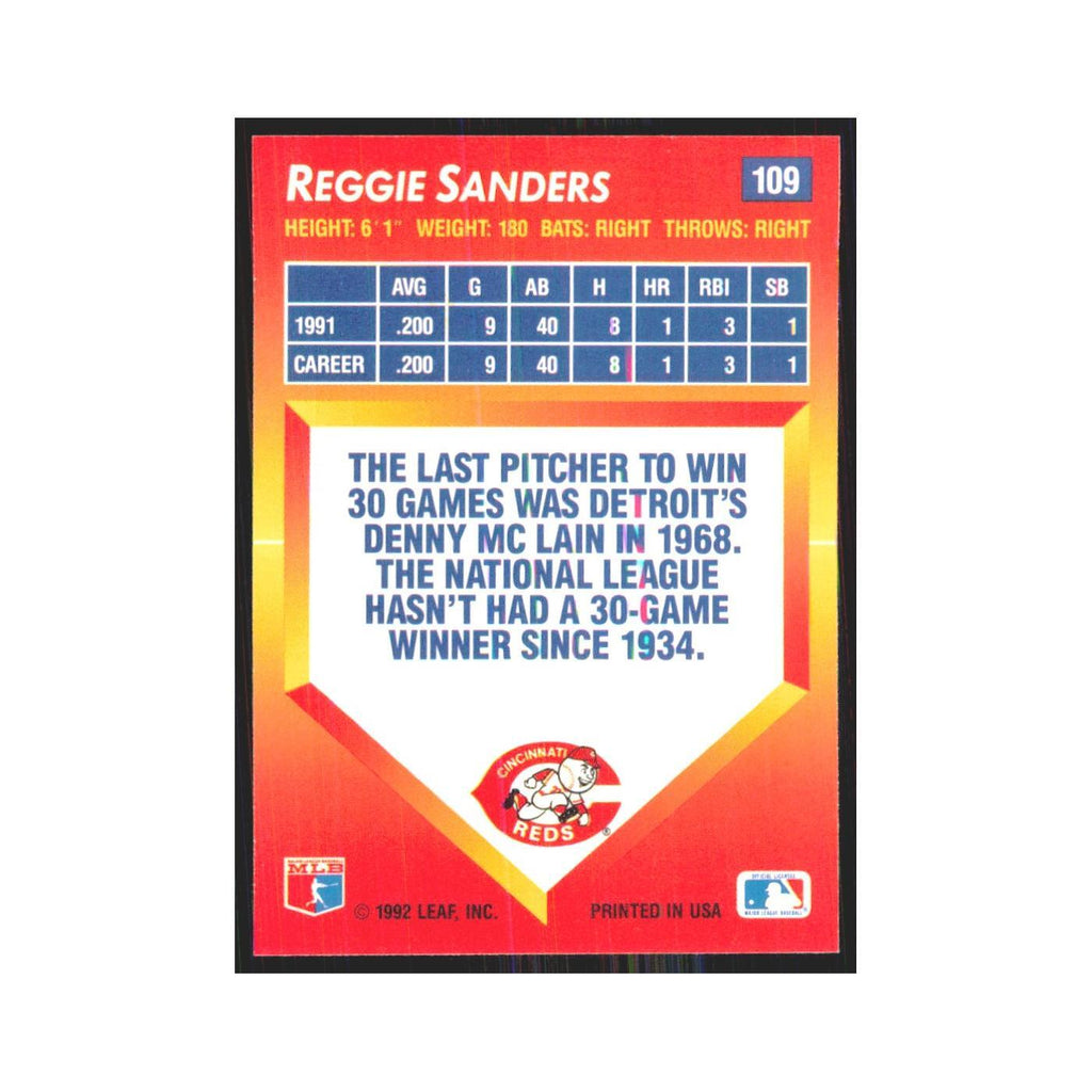 1992 Triple Play Reggie Sanders Reds #109