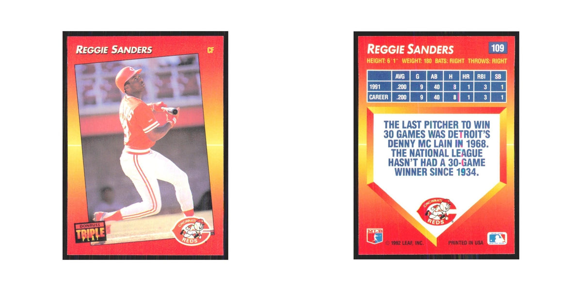 1992 Triple Play Reggie Sanders Reds #109