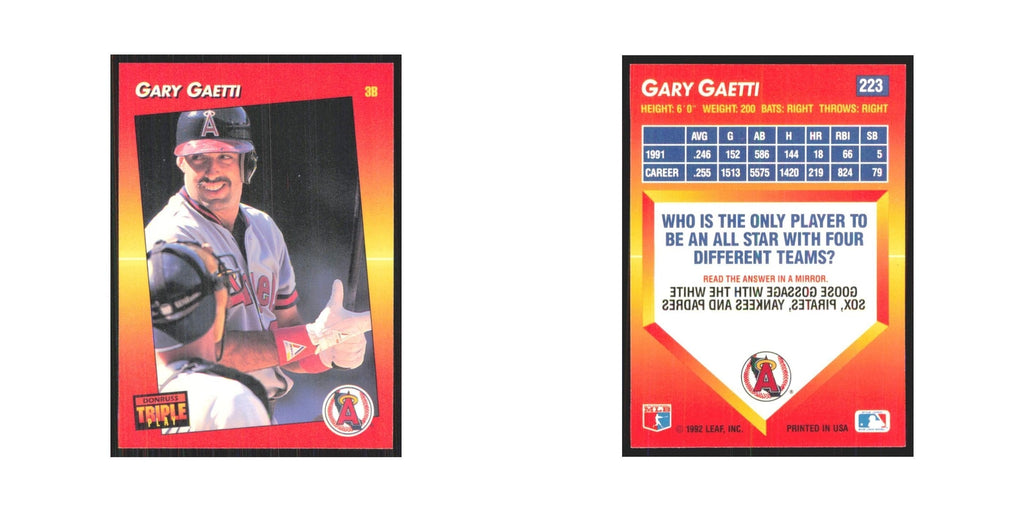 1992 Triple Play Gary Gaetti Angels #223