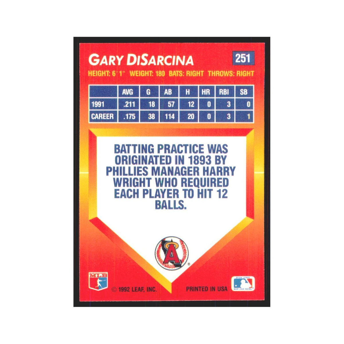 1992 Triple Play Gary DiSarcina Angels #251