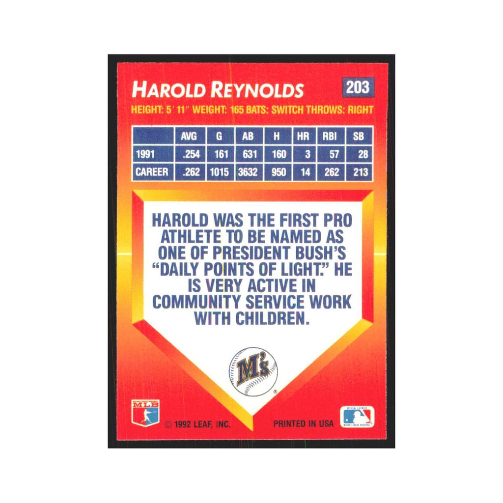 1992 Triple Play Harold Reynolds Mariners #203
