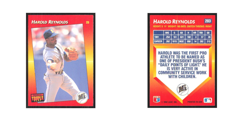 1992 Triple Play Harold Reynolds Mariners #203