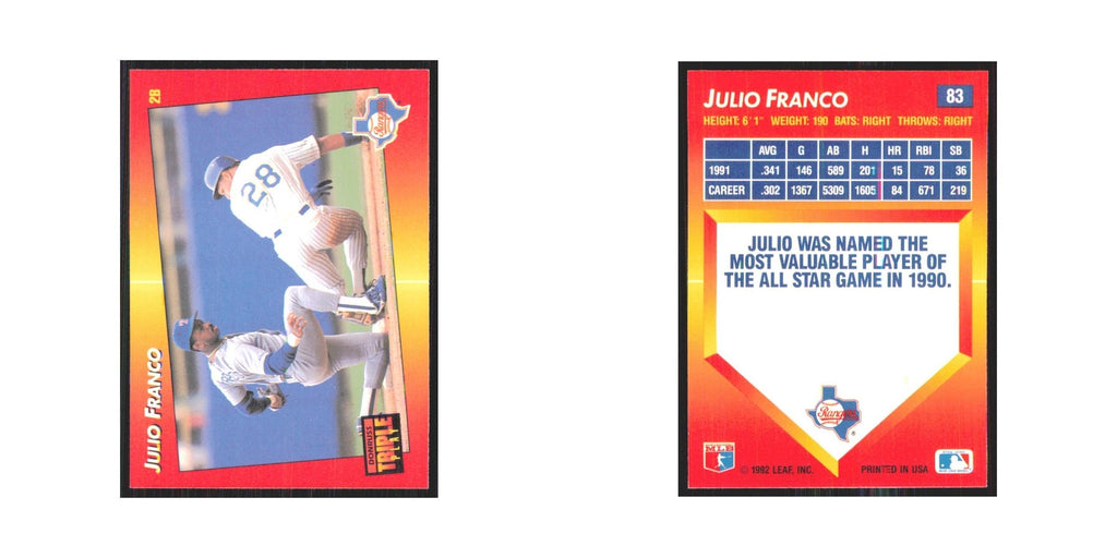 1992 Triple Play Julio Franco Rangers #83