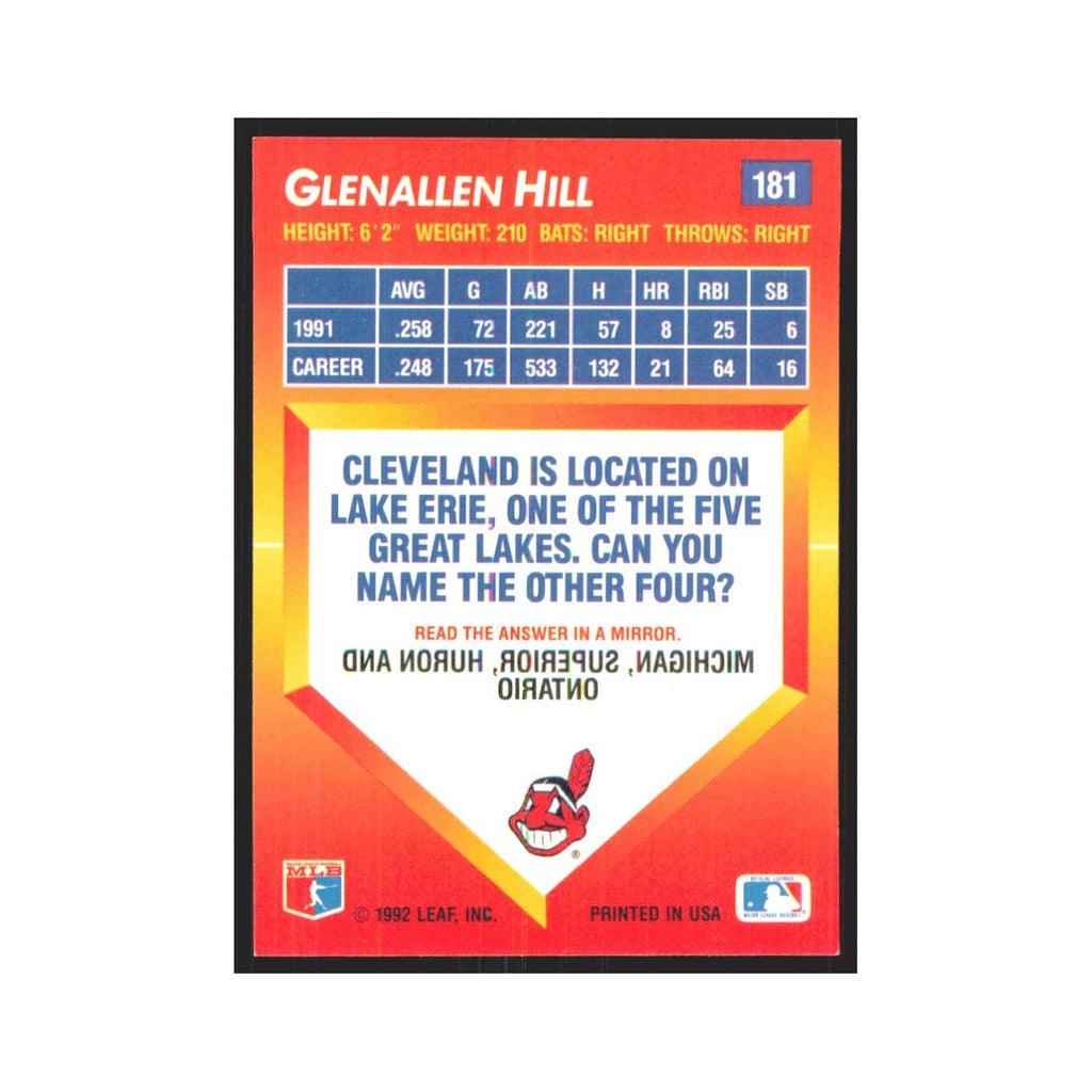 1992 Triple Play Glenallen Hill Indians #181