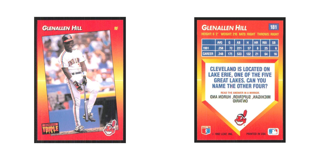 1992 Triple Play Glenallen Hill Indians #181