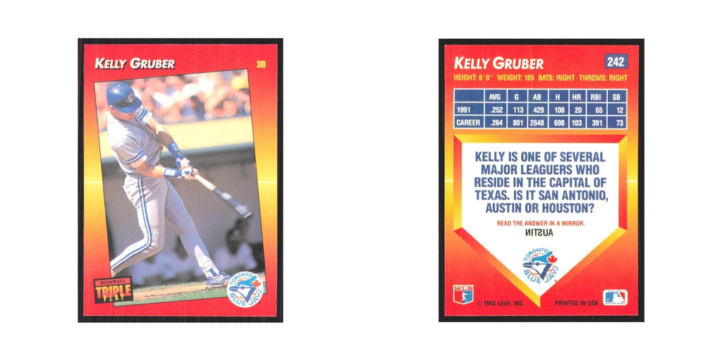 1992 Triple Play Kelly Gruber Blue Jays #242