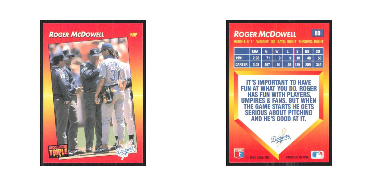 1992 Triple Play Roger McDowell Dodgers #80