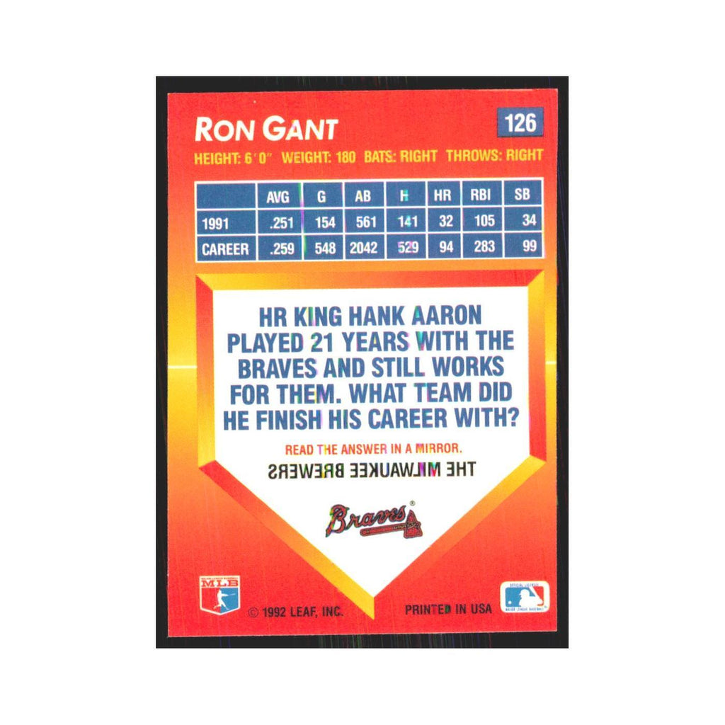 1992 Triple Play Ron Gant Braves #126