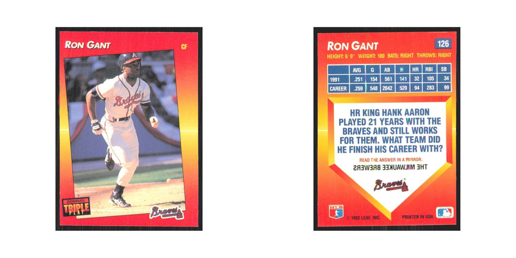 1992 Triple Play Ron Gant Braves #126