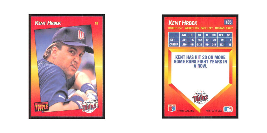 1992 Triple Play Kent Hrbek Twins #135