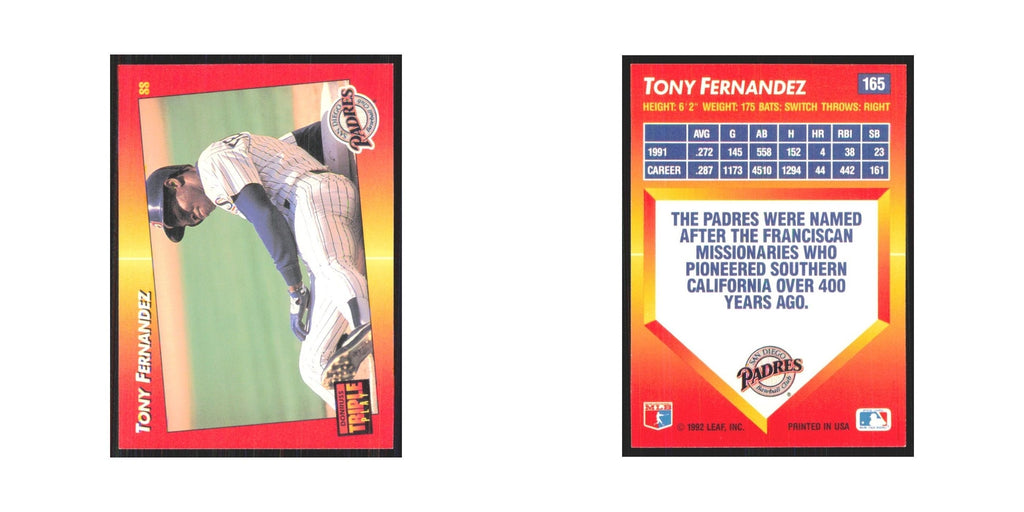 1992 Triple Play Tony Fernandez Padres #165