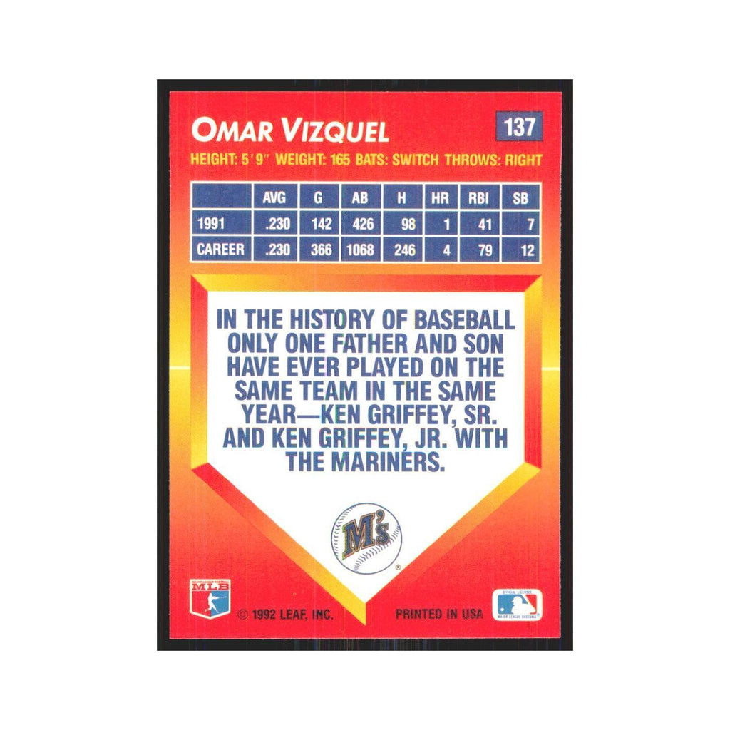1992 Triple Play Omar Vizquel Mariners #137