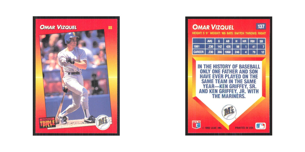 1992 Triple Play Omar Vizquel Mariners #137