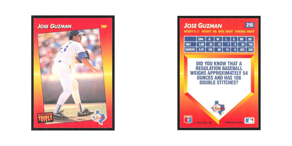 1992 Triple Play Jose Guzman Rangers #215