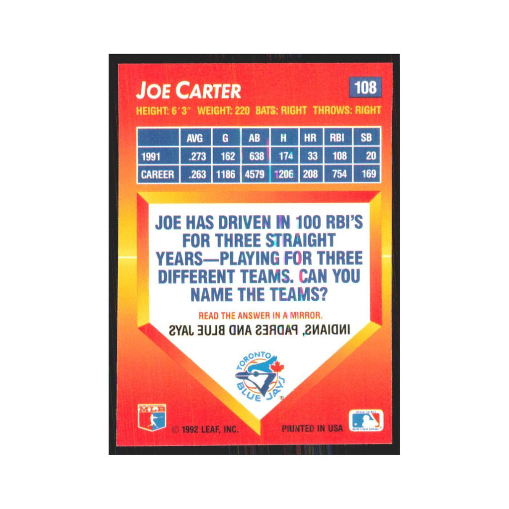 1992 Triple Play Joe Carter Blue Jays #108