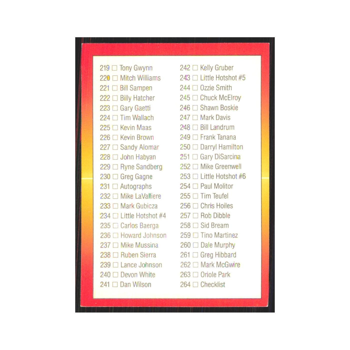 1992 Triple Play Checklist 177-264 #264