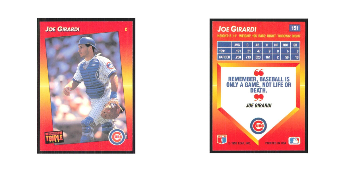 1992 Triple Play Joe Girardi Cubs #151