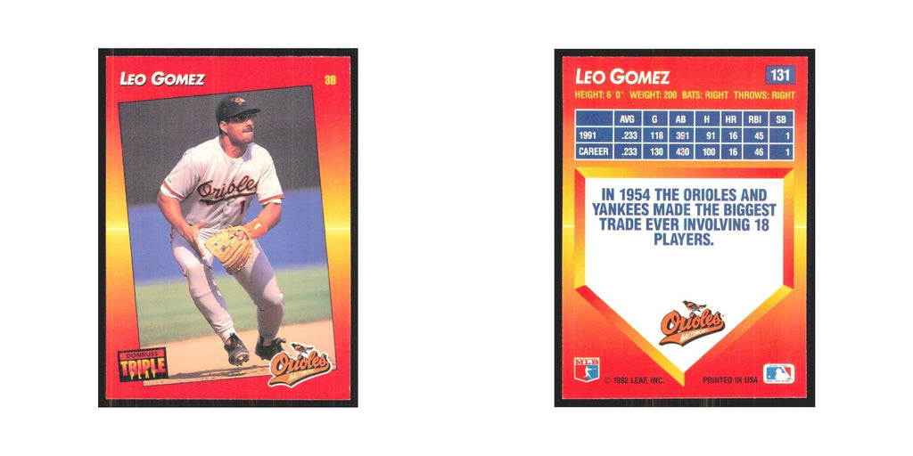 1992 Triple Play Leo Gomez Orioles #131
