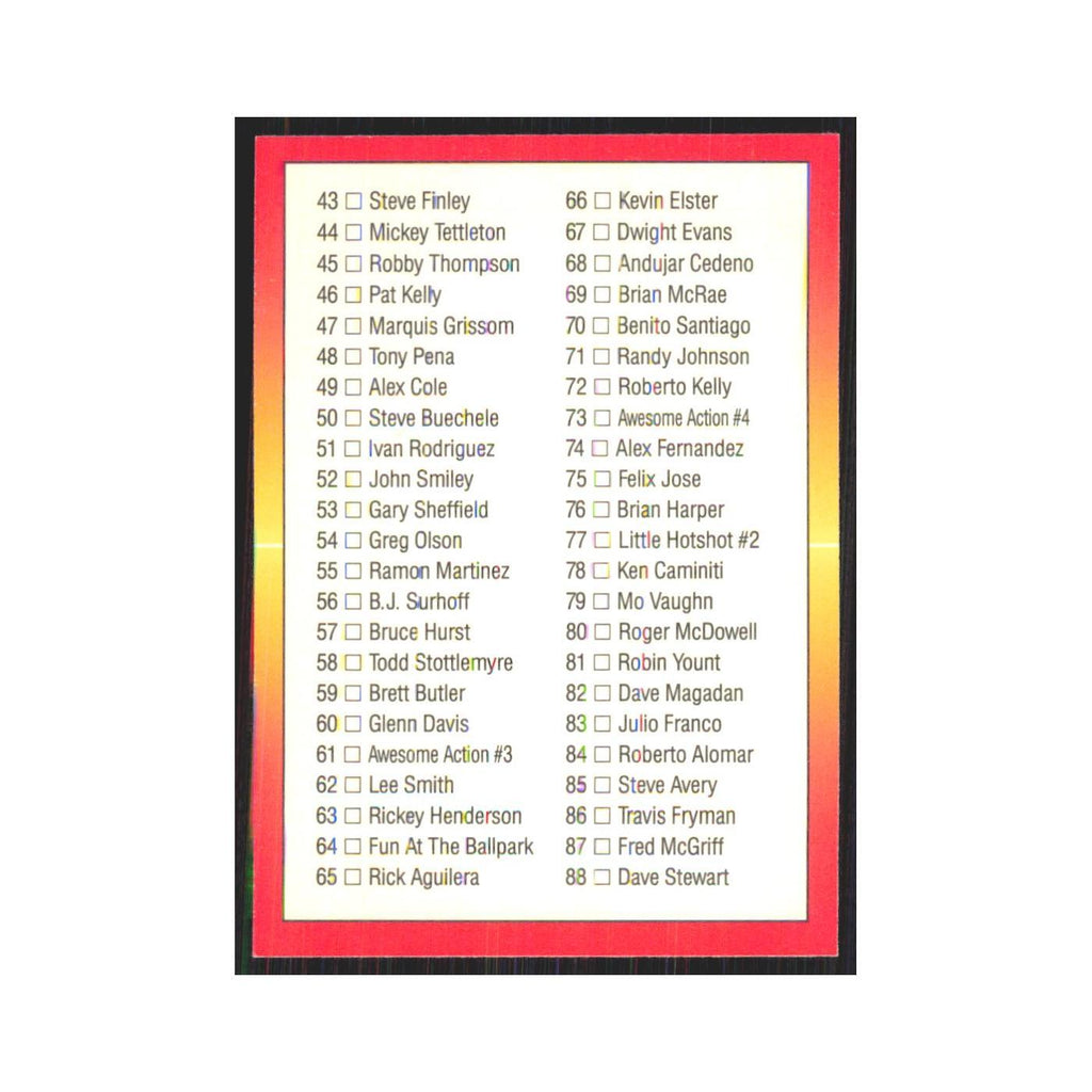 1992 Triple Play Checklist 1-88 #132