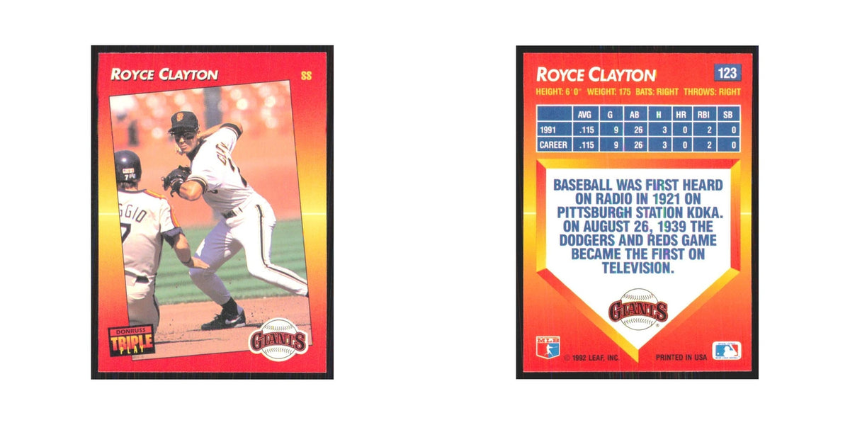 1992 Triple Play Royce Clayton Giants #123