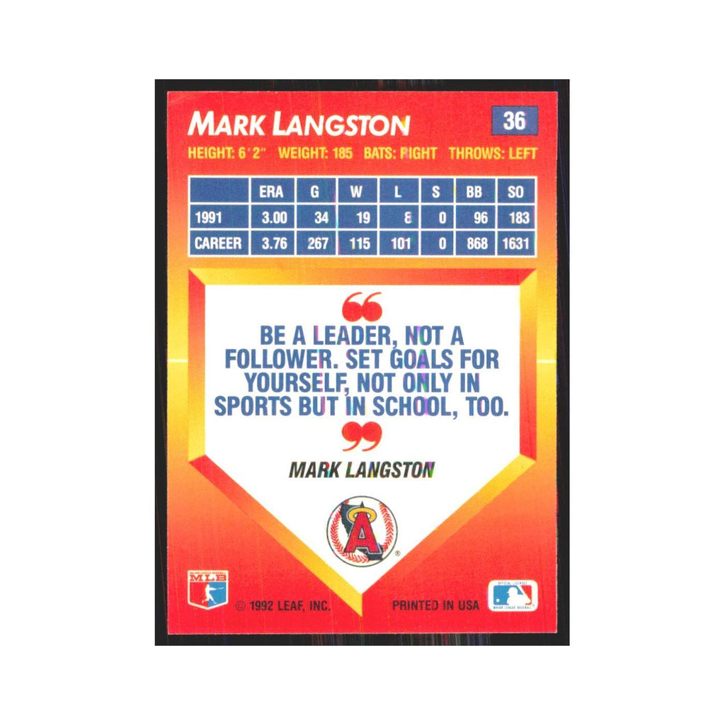 1992 Donruss Triple Play Mark Langston Angels #36