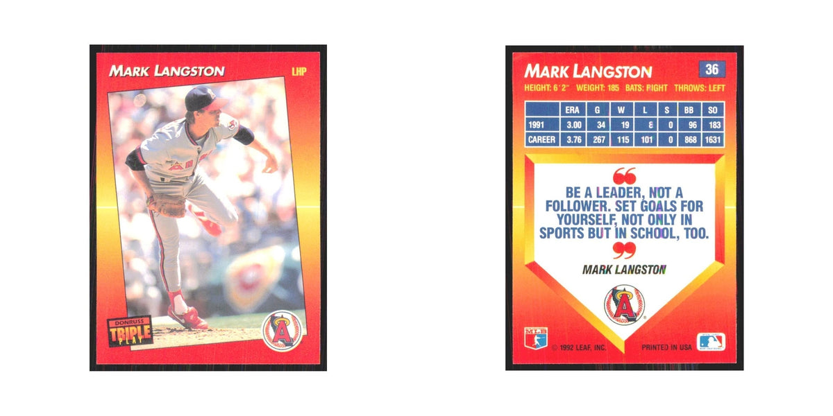 1992 Donruss Triple Play Mark Langston Angels #36