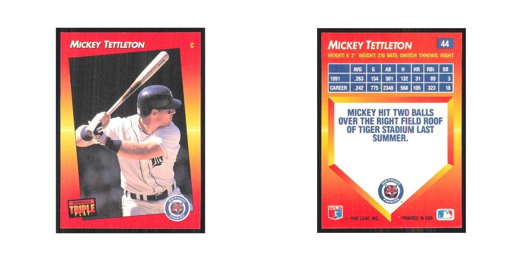 1992 Donruss Triple Play Mickey Tettleton Tigers #44
